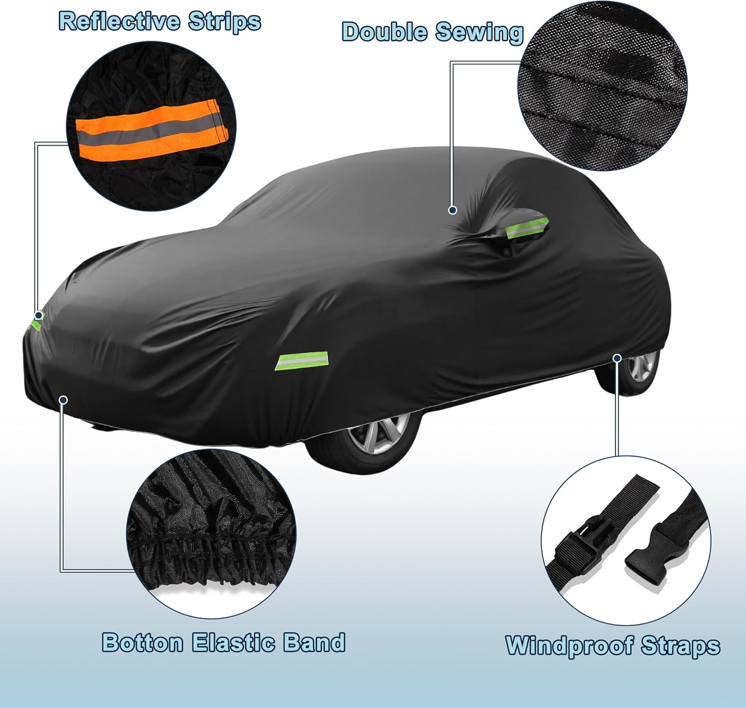 Car Cover Waterproof Custom Fit for Volkswagen Beetle 1960-1980 All Weather for Automobiles Outdoor Snow Sun Dust UV Protection Full Exterior Cover with Door Zipper