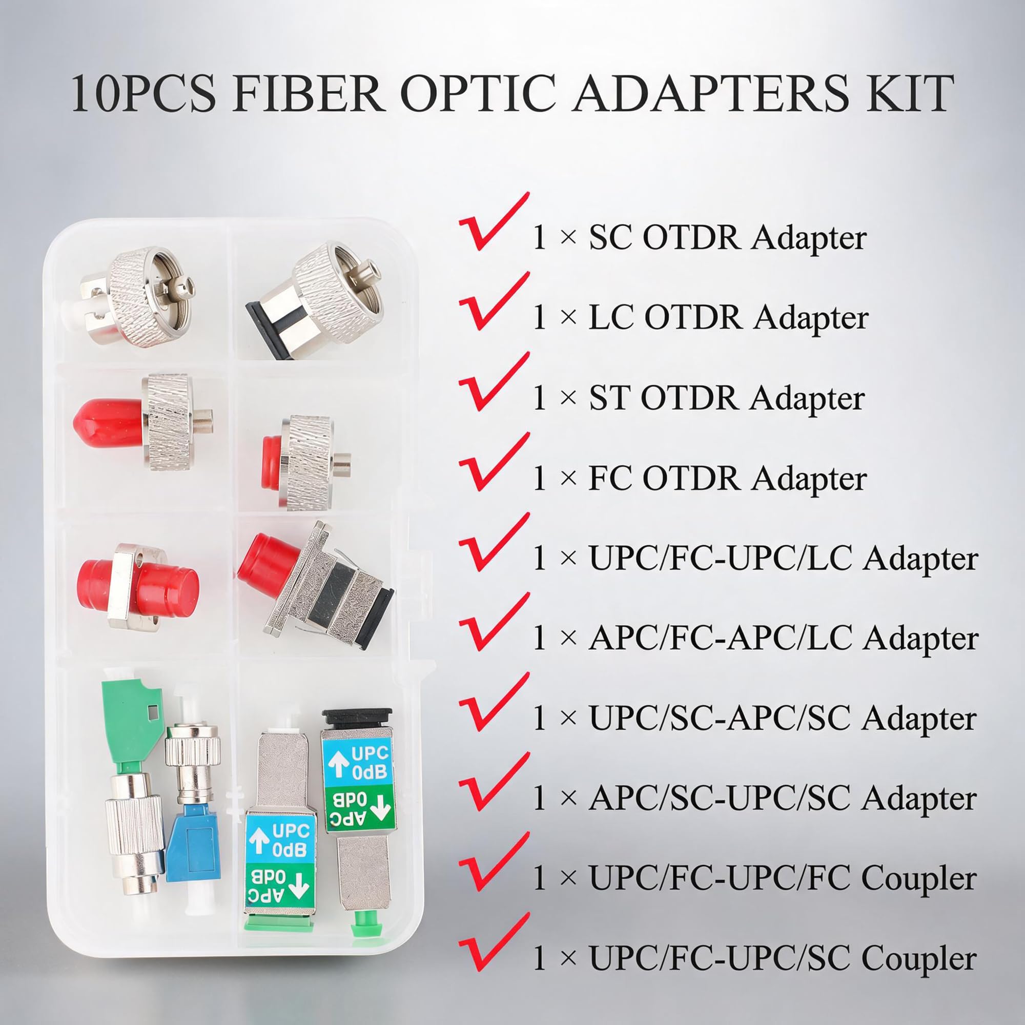 Adattatore in fibra di vetro 72x per SC FC ST LC per connessioni di rete FTTH, con robusta scatola di plastica