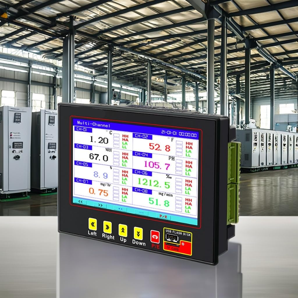 Registrador de datos universal sin papel multicanal, pantalla LCD con USB for monitoreo de temperatura interior y exterior en automatización industrial