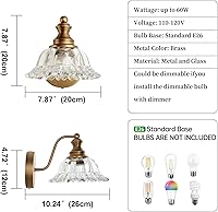 Vista 2 de Apliques de Pared Vintage Apliques de Pared de Latón 1 Luz Lámparas de Pared para Sala de Estar