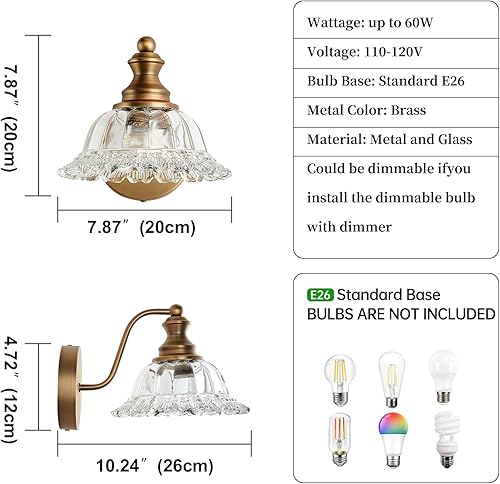 Miniatura 2 de Apliques de pared vintage apliques de pared de latón 1 luz luces de pared para sala de estar