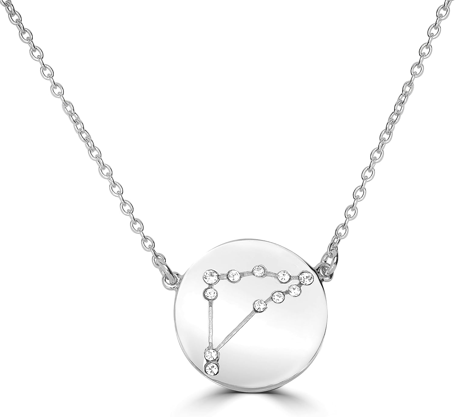 Womens Zodiac Sterling Silver and Gold Plated Crystal Pendant Necklace With 16 Inch Cable Chain Birthmonth Pendant - Jewelry Gift for her