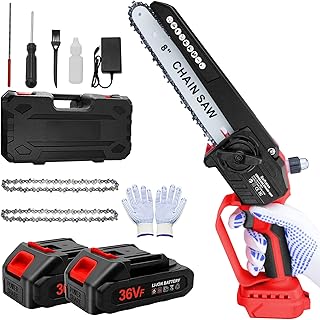 8 Inch Cordless Chainsaw Brushless, 2023 Upgraded Sofrose Mini Chainsaw with Auto-Oil System 2x2.0Ah Batteries Portable Handheld Electric Chain Saw Pruning Chainsaw for Branch Tree Cutting Pruning