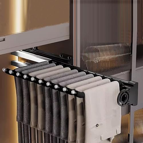 Armario retráctil con barra extraíble para armario, soporte retráctil de 66.1 lbs, barra de armario ajustable de aleación de aluminio, barra