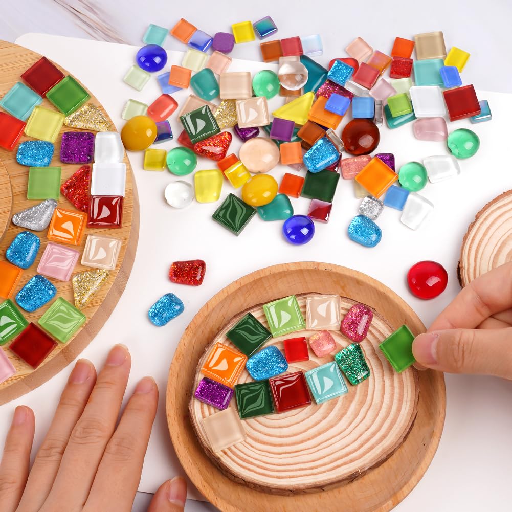 240g Teselas De Vidrio Para Mosaicos – Formas Irregulares, Multicolor, Para Manualidades Y Decoración DIY, Advertencia Bordes Afilados