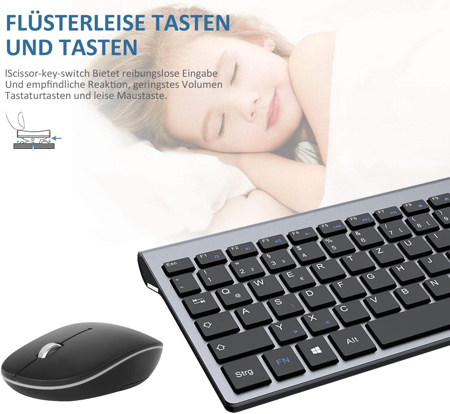 Tastatur Maus Funk Kabellose Tastatur Mit Maus Set – Bluetooth, Deutsch Layout, Kompakt Für Homeoffice Set Ohne Dongle