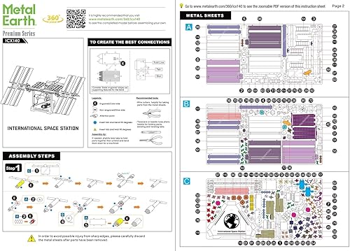 Miniatura 8 de Metal Earth Fascinations Premium Series Estación Espacial Internacional 3D Kit de modelo de metal con pinzas
