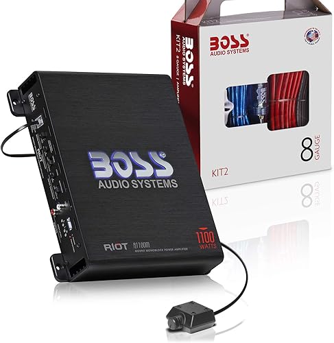 BOSS AUDIO R3400D Riot 3400-Watt Monoblock, clase D 1  8 ohmios estable Monobloque  Amplificador con mando a distancia Subwoofer Control de nivel