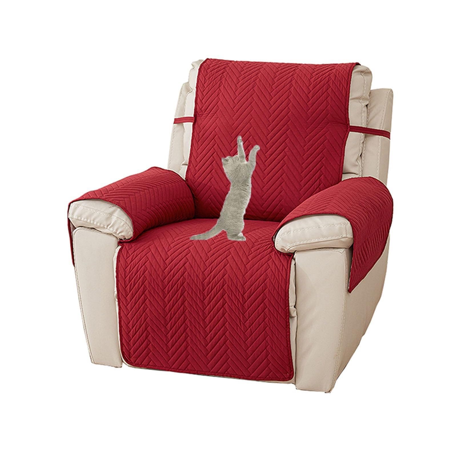 NMVAWIPT Cat Scratch Proof Reclining Chair Cover Stretch Recliner Armchair Slipcover Nonslip Furniture Protector For Kids And Pets(Red)