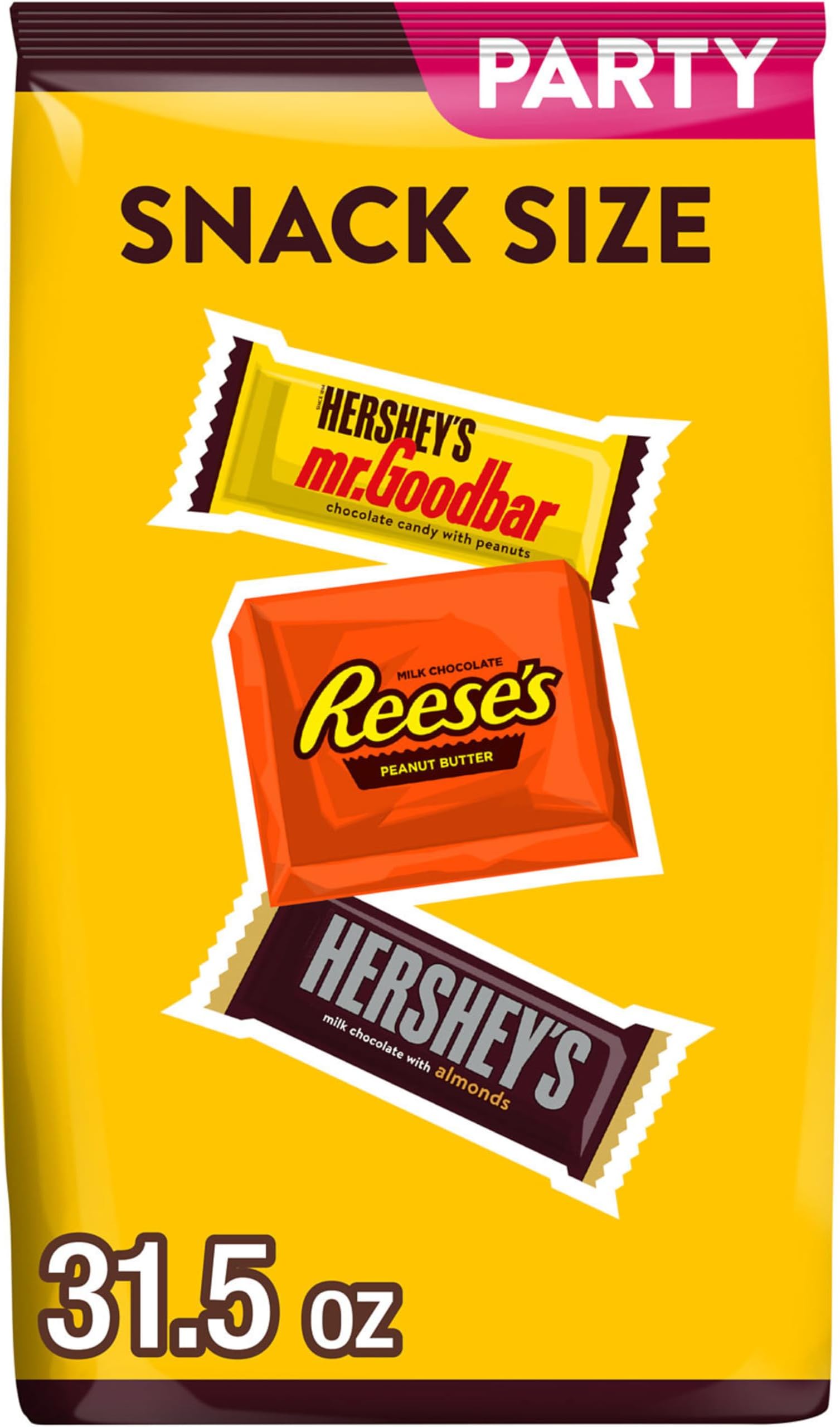 HERSHEY'S and REESE'S Assorted Chocolate Flavored Snack Size, Candy Party Pack, 31.5 oz