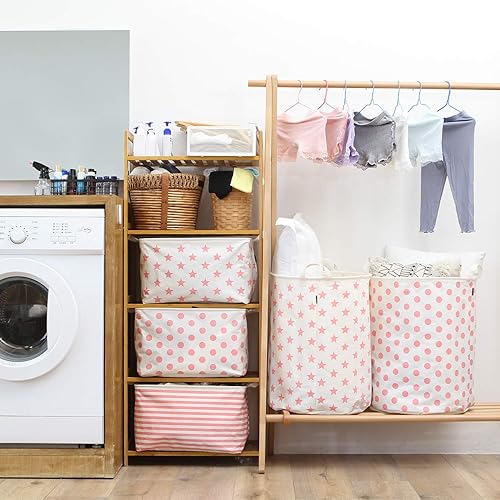 Miniatura 3 de Sea Team Paquete de 2 cestas de almacenamiento plegables de tela de lona con asas, contenedor de almacenamiento rectangular impermeable, caja, cubo,