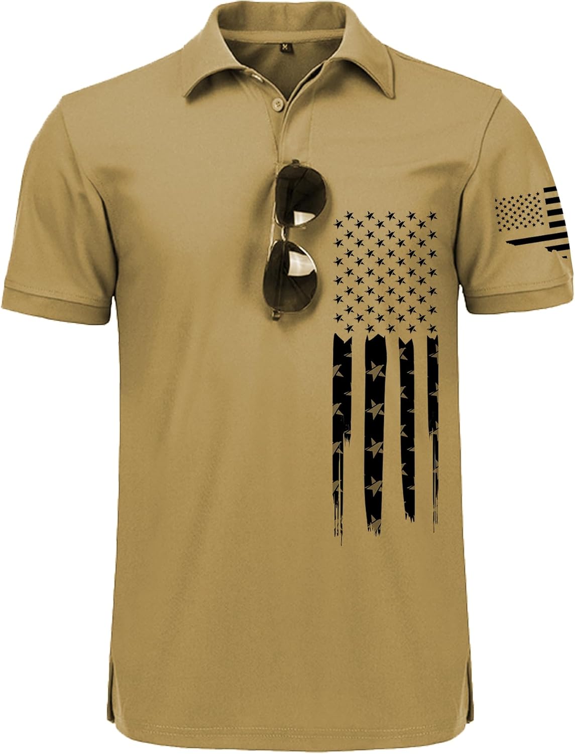 JACKETOWN Men's Polo Shirt Patriotic Graphic Short Sleeve American Flag Golf Shirt Independence Day