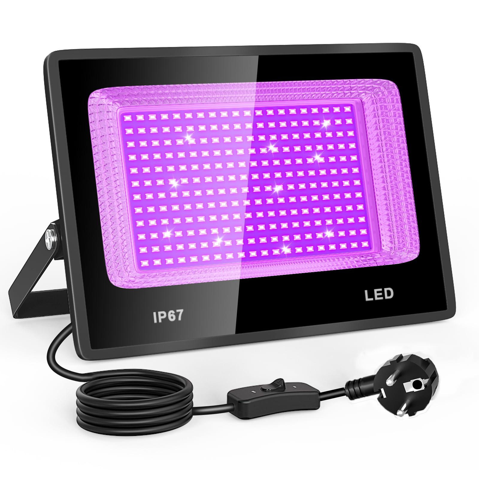 Eleganted 100W Proyector de luz negra, luz UV 395 nm, IP67 impermeable, adecuado para escenario, fiesta, Halloween, decoración de Navidad, neón