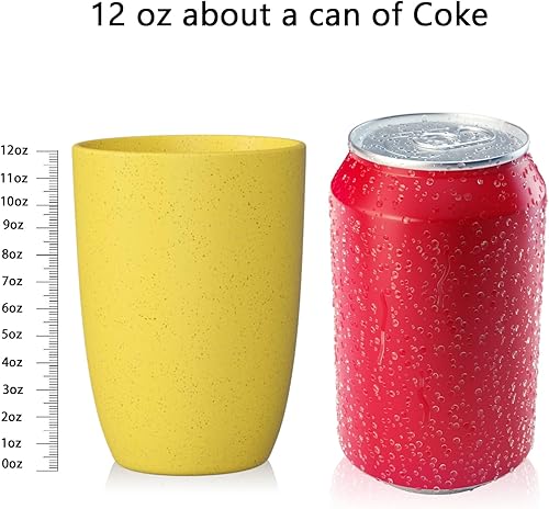 Miniatura 3 de Homienly Vasos de paja de trigo, 8 vasos de plástico reutilizables irrompibles, reutilizables, aptos para lavavajillas, aptos para microondas, vasos