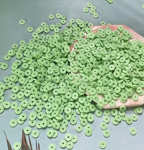 Miniatura 2 de Jmassyang 5000 cuentas de arcilla polimérica de 0.236 pulgadas Heishi cuentas planas redondas de vinilo hechas a mano, cuentas espaciadoras sueltas