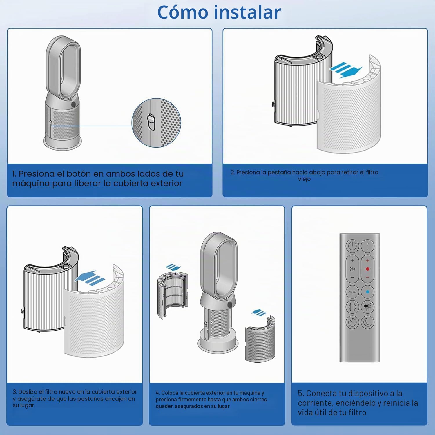 Filtro HEPA + carbono H13 Grade 2 en 1 compatible con Dyson HP04 TP04 DP04 PH04 HP09 TP09 HP07 TP07 PH03 PH01