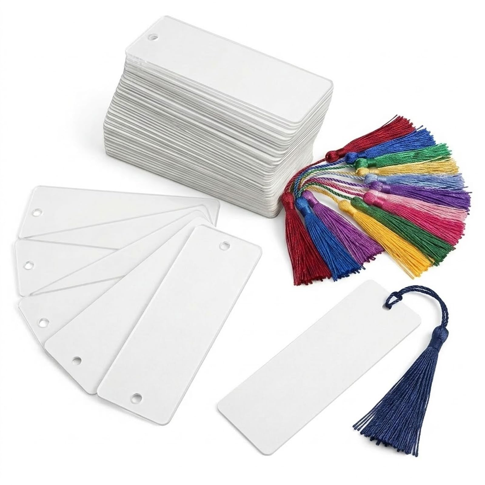 120 PCS Blank Bookmark Kit, Watercolor Paper with 120 Tassels for DIY Craft