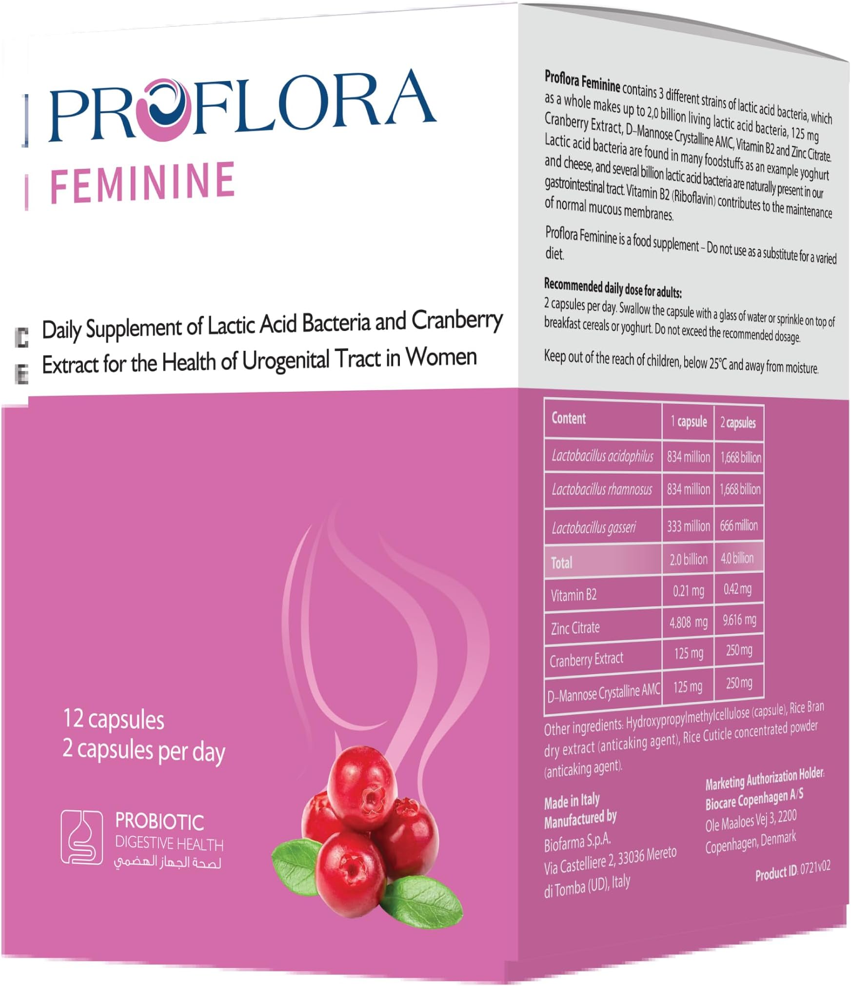 Proflora Feminine โ Womenโs Probiotic with Cranberry & DโMannose