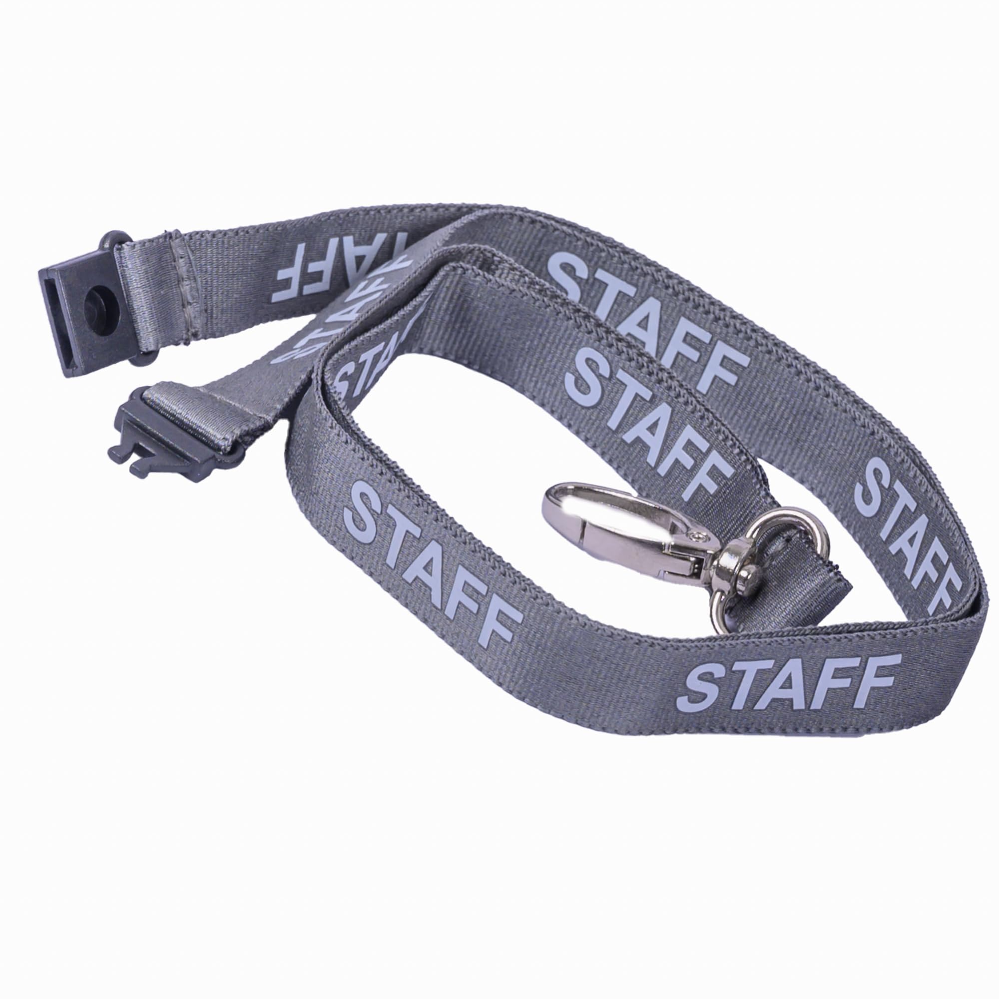 SKE-Direct® Staff Lanyard 15mm with Metal Lobster Clip Complete with Free Cardholder Accessory (50, Grey)