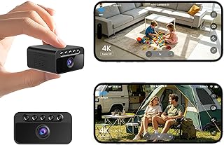 Mini Überwachungskamera Ohne WLAN, 4K Mini Kamera Überwachung Innen Akku, WLAN/AP Hotspot/Offline, mit Nachtsicht, Magnet Halterung, Bewegungserkennung, Kleine Kamera für Innen und Außenbereich