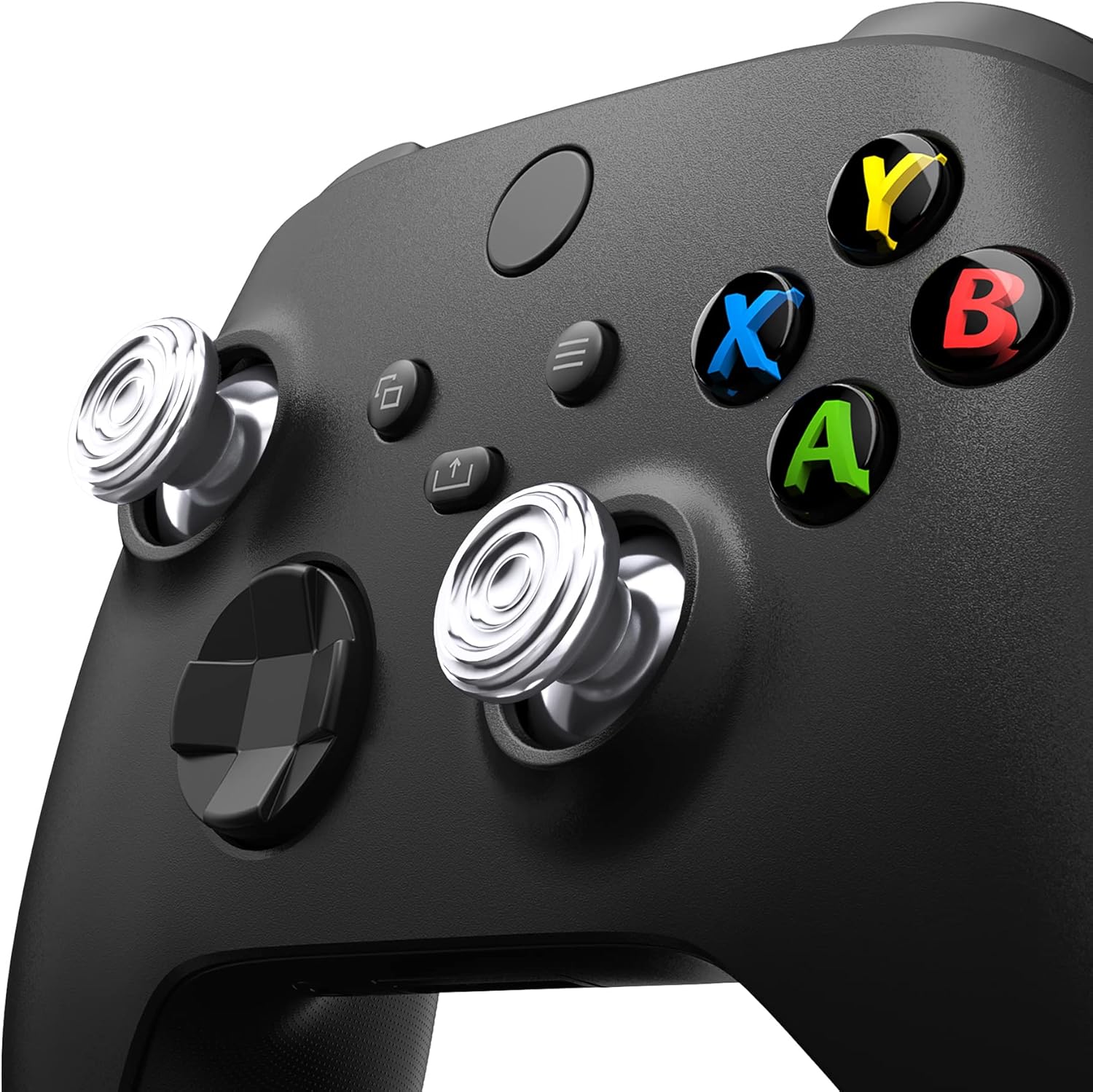 eXtremeRate Custom Silver Metal Thumbsticks for Xbox Series X/S Controller, Concentric Circles Aluminum Alloy Analog Stick for Xbox One S/X, Replacement Joystick for Xbox One Standard Elite Controller