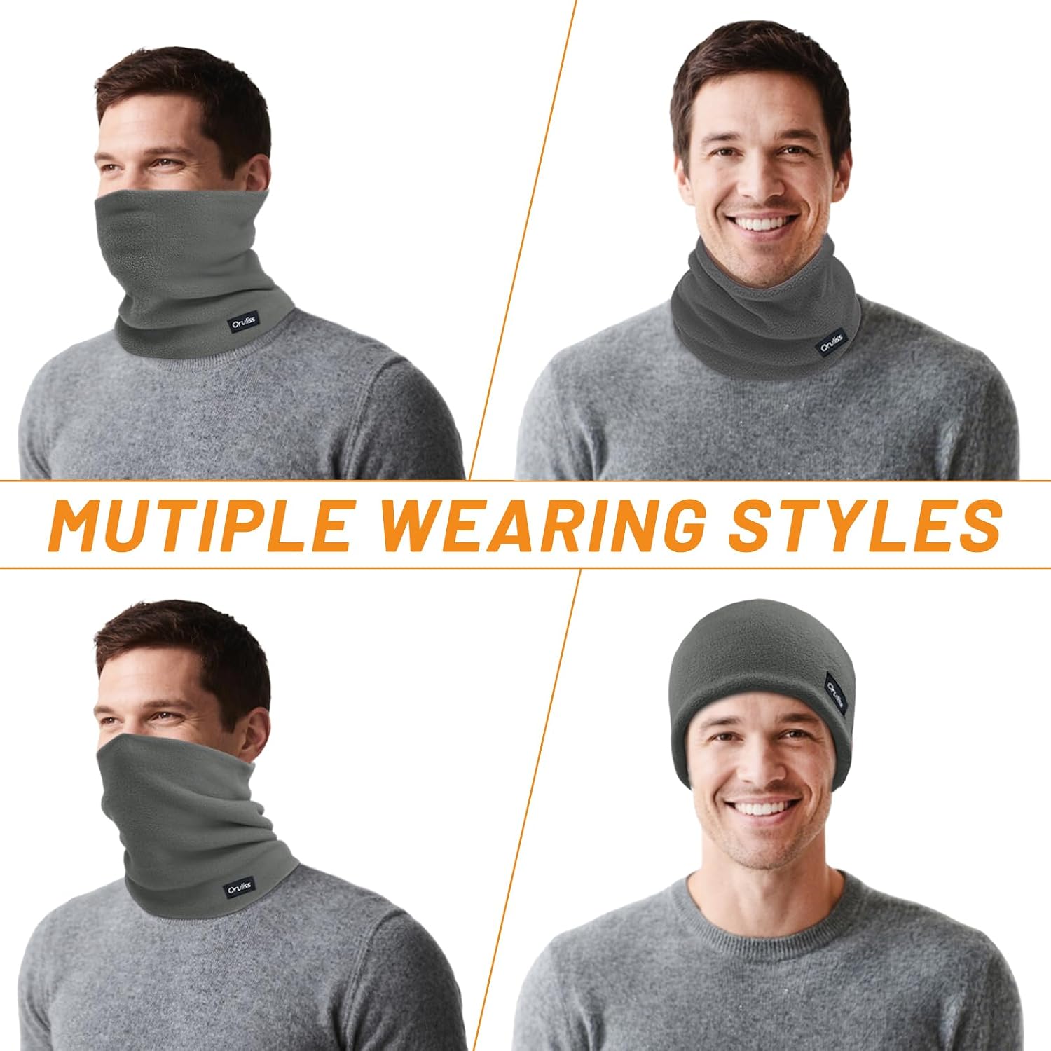 Winter Neck Warmer for Men Women, Fleece Neck Gaiter Double-Layer Face Cover Ski Mask for Cold Weather (1, Army Green)