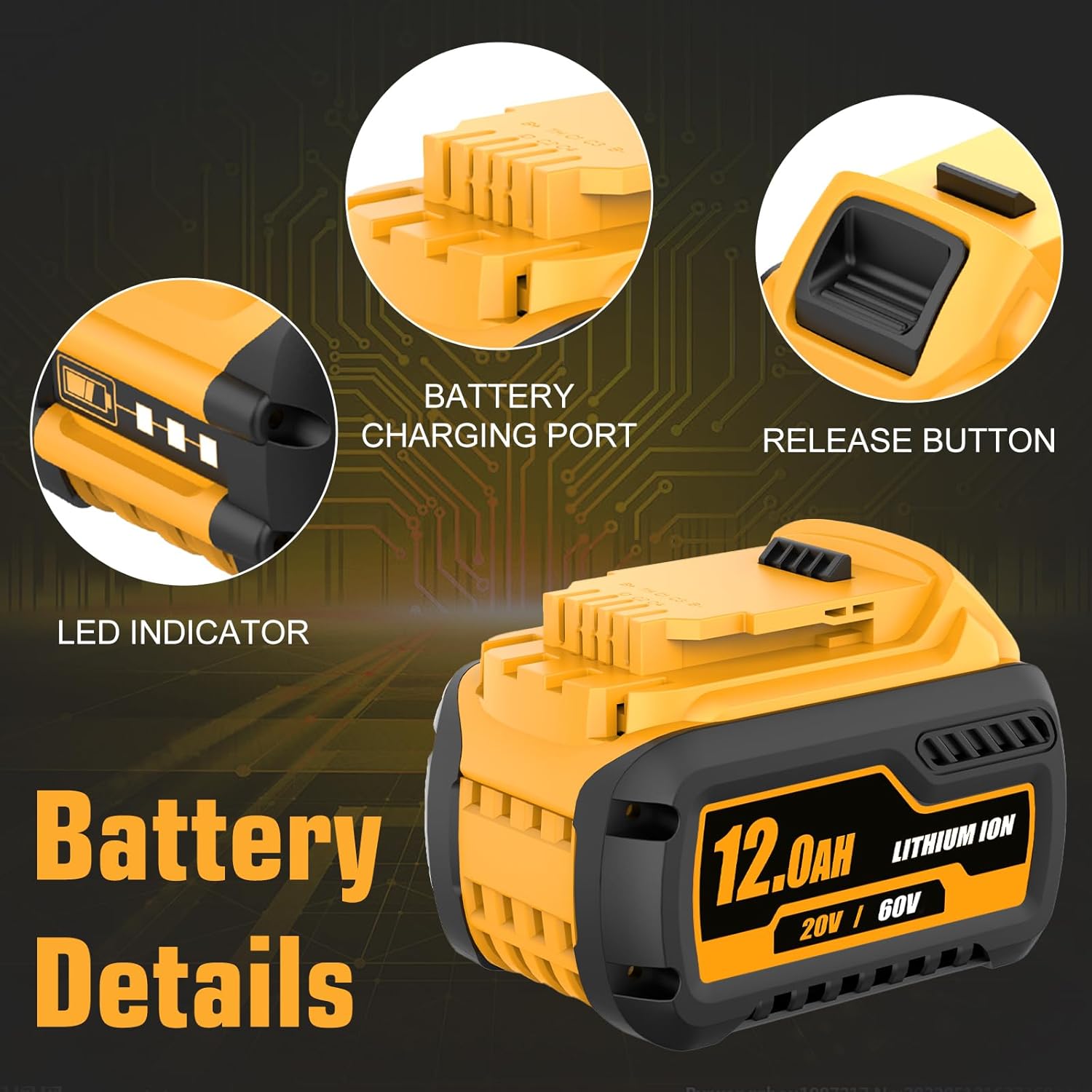2-Pack 60V 12000mAh DCB609 Replacement for Dewalt 20V/60V Max Battery Compatible with Dewalt 20V/60V flexvolt DCB606 DCB609 DCB612 DCB200 DCB207 DCB206 Battery Cordless Power Tools (12Ah_2P)