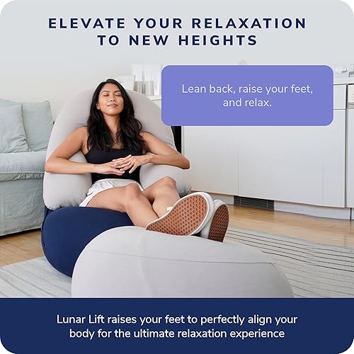 Miniatura 2 de Moon Pod - Reposapiés de elevación lunar para puf, azul, el puf de gravedad cero para estrés, ansiedad y relajación profunda durante todo el día,