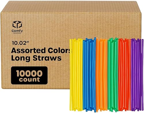 Miniatura 30 de Comfy Package Paquete de 500 popotes de plástico de colores, pajitas desechables de 7.75 pulgadas de alto, colores surtidos
