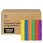 Comfy Package [Case of 10,000] 10.02High Long Plastic Straws, Disposable Drinking Straws - Assorted Colors
