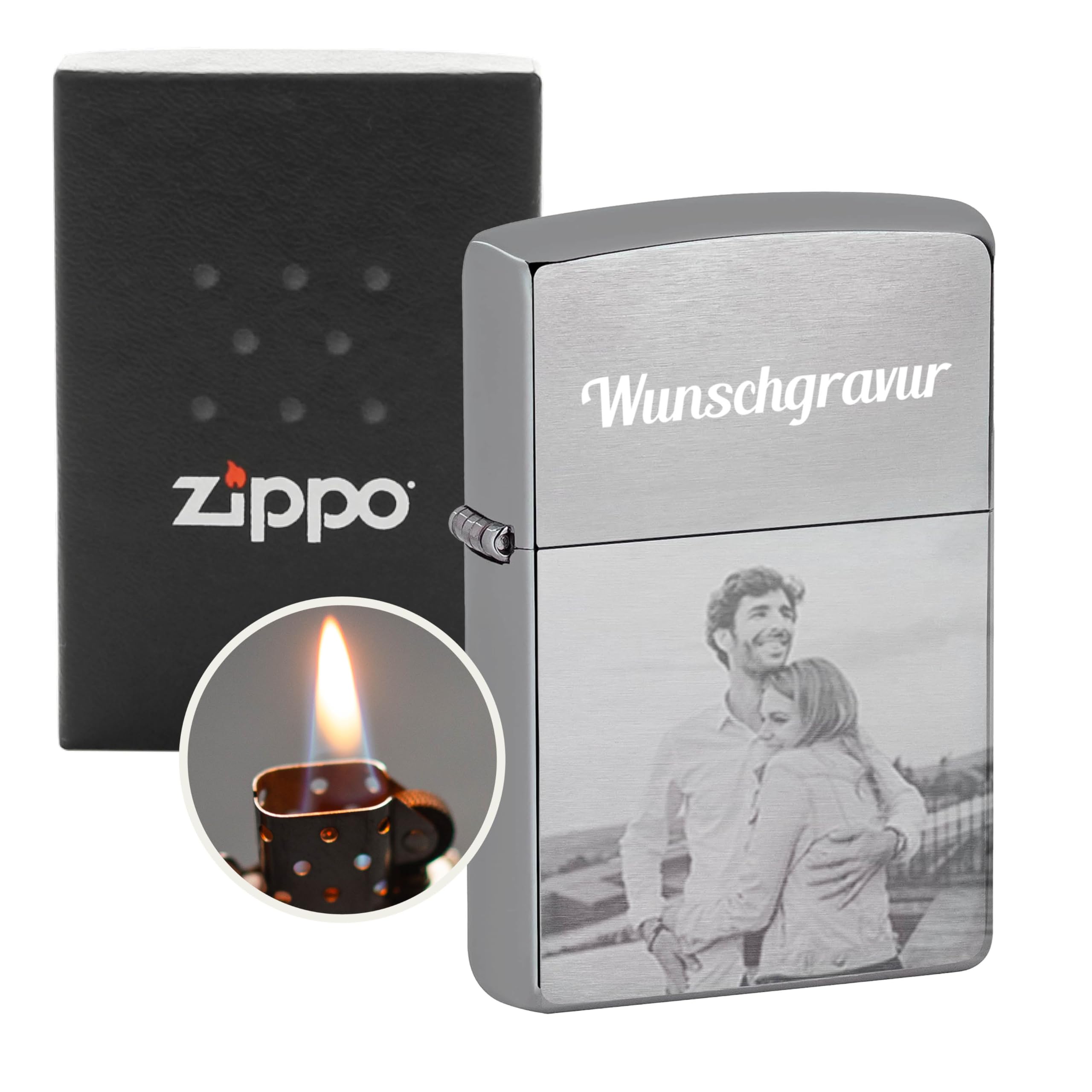 Zippo Feuerzeug mit Gravur - Zippo mit Gravur und Foto/personalisierte Geschenke für Männer - Geschenke für Papa - Vatertagsgeschenk für Papa - Fotogeschenke - Geschenkidee für Vatertag