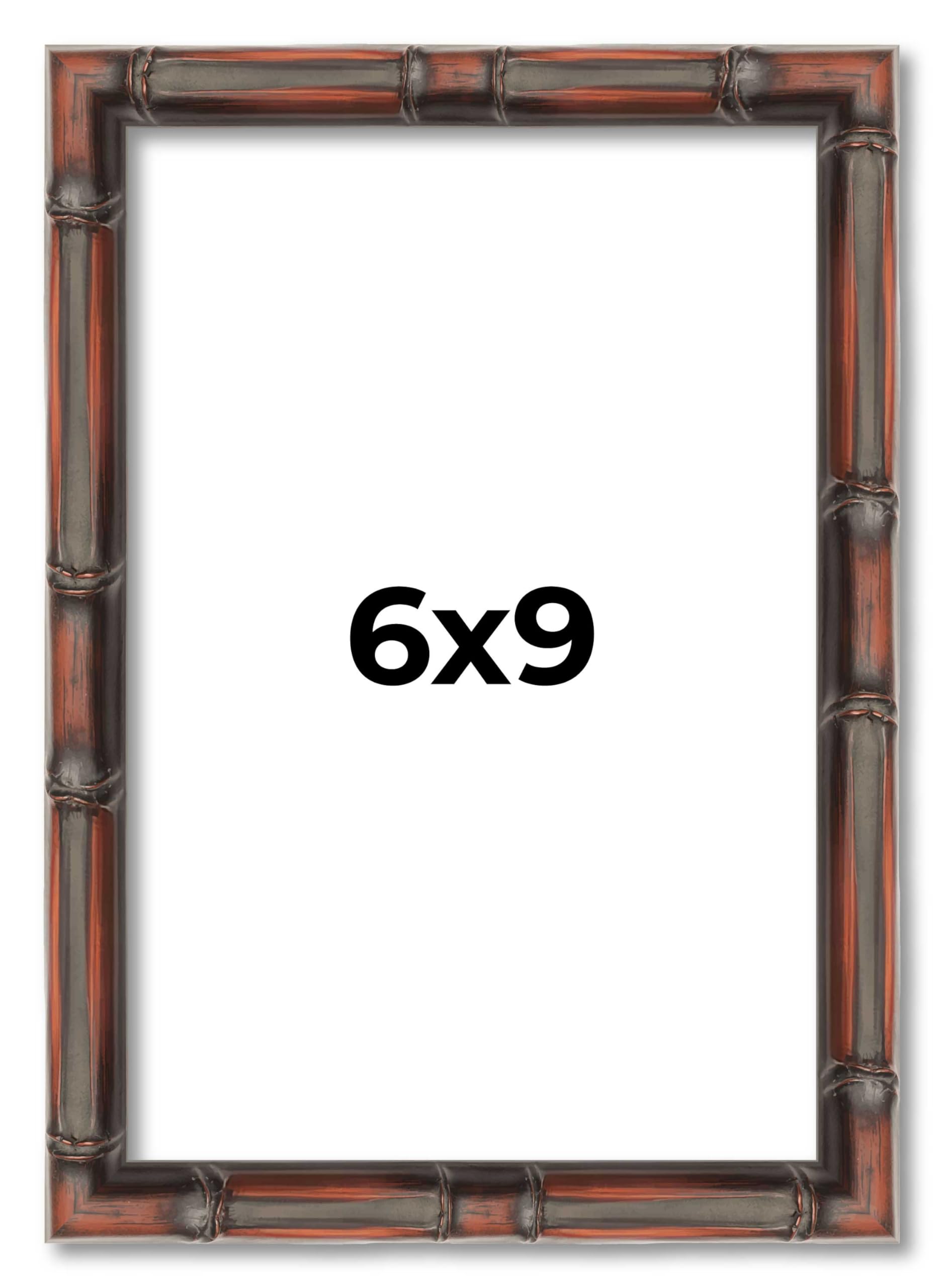 6x9 Frame Brown Bamboo with Dark Coffee/Walnut Finish | Solid Wood Picture Frame Width 0.75 Inches | Interior Depth 0.5 Inches | Complete with UV