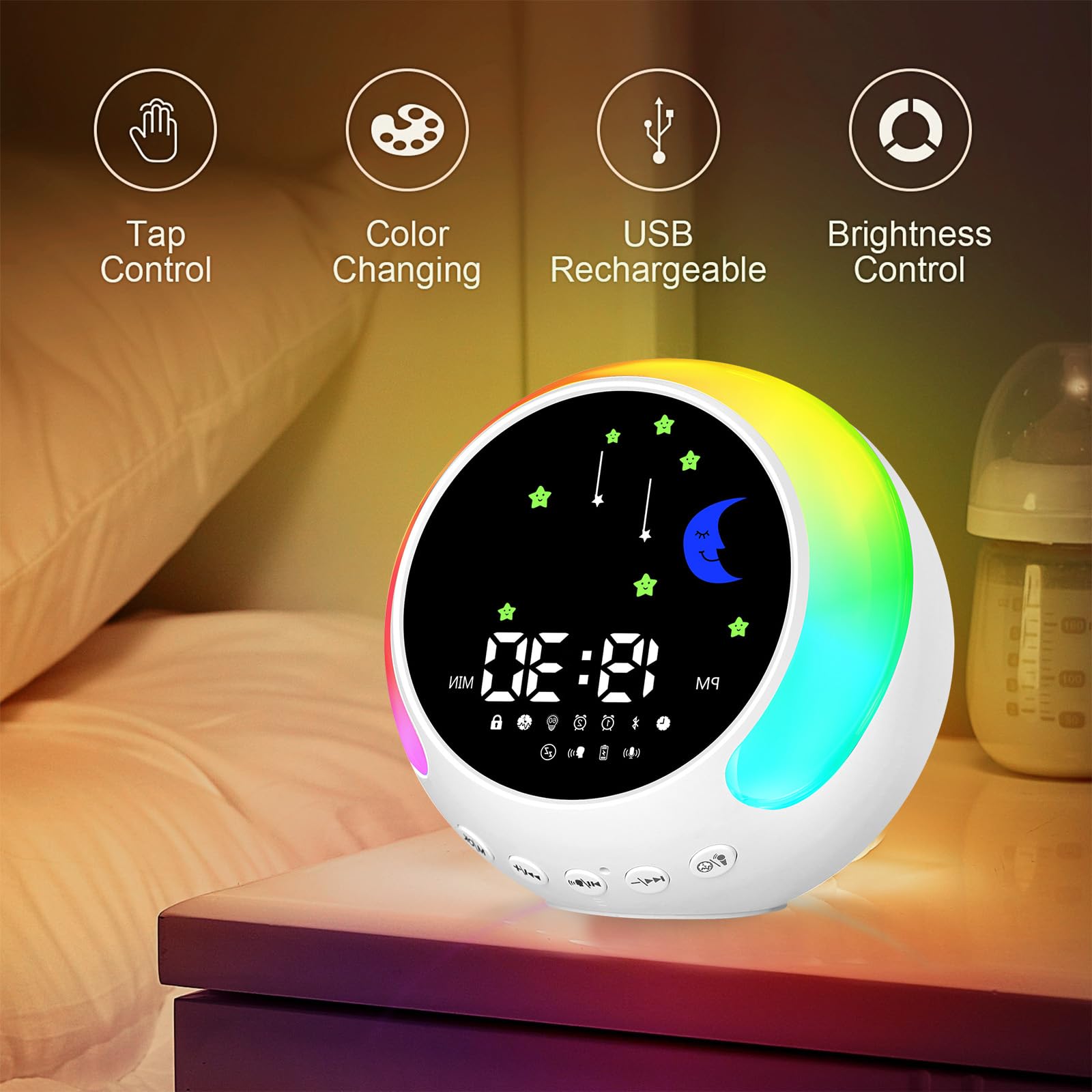 Réveil d’entraînement au sommeil pour enfants, réveil pour enfants, réveil lumineux pour enfants, entraîneur de sommeil pour enfants avec veilleuse, réveil pour enfants avec veilleuse, cadeaux pour