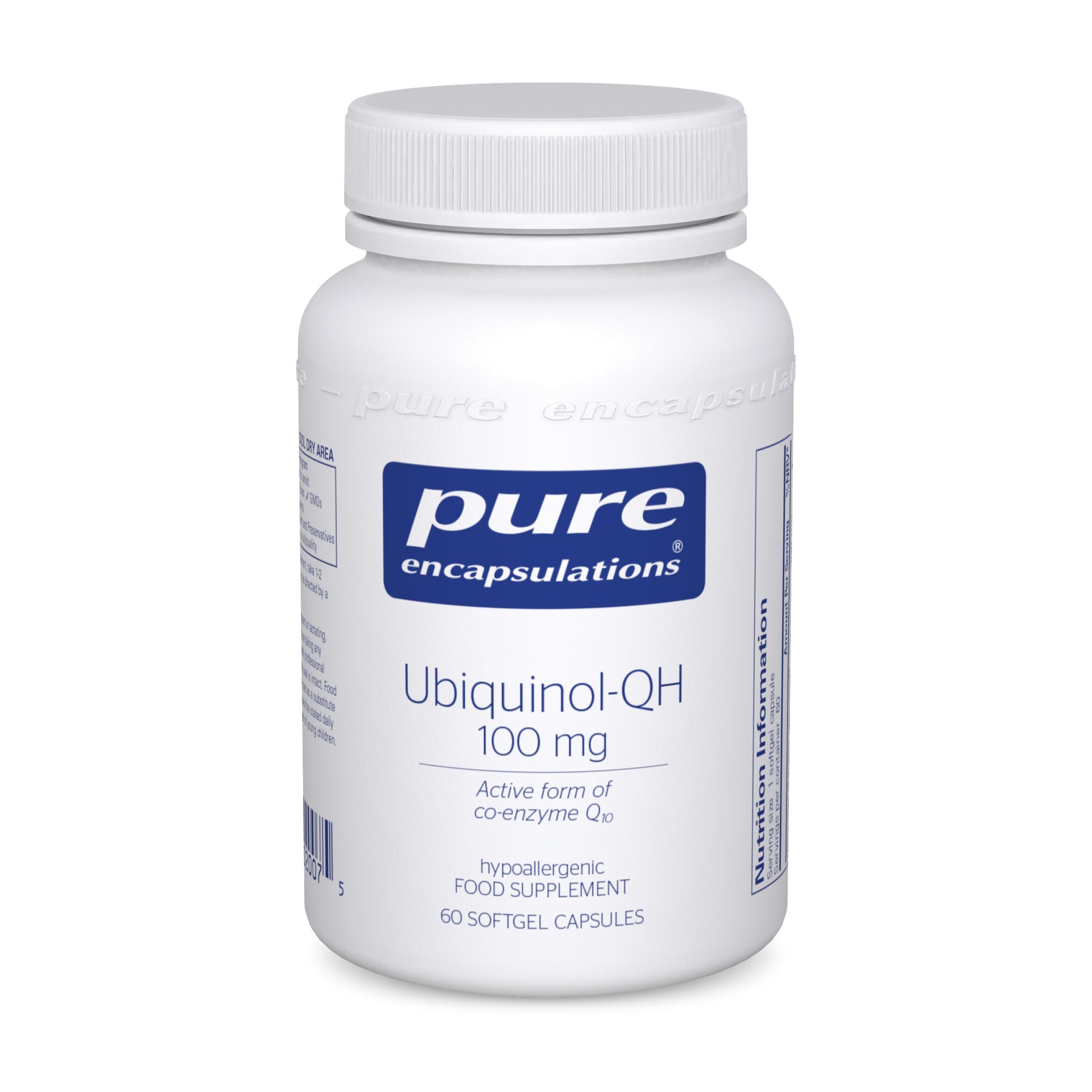 Pure Encapsulations Ubiquinol-QH CoQ10 100mg - Active Form of Co-Enzyme Q10-60 Softgel Capsules