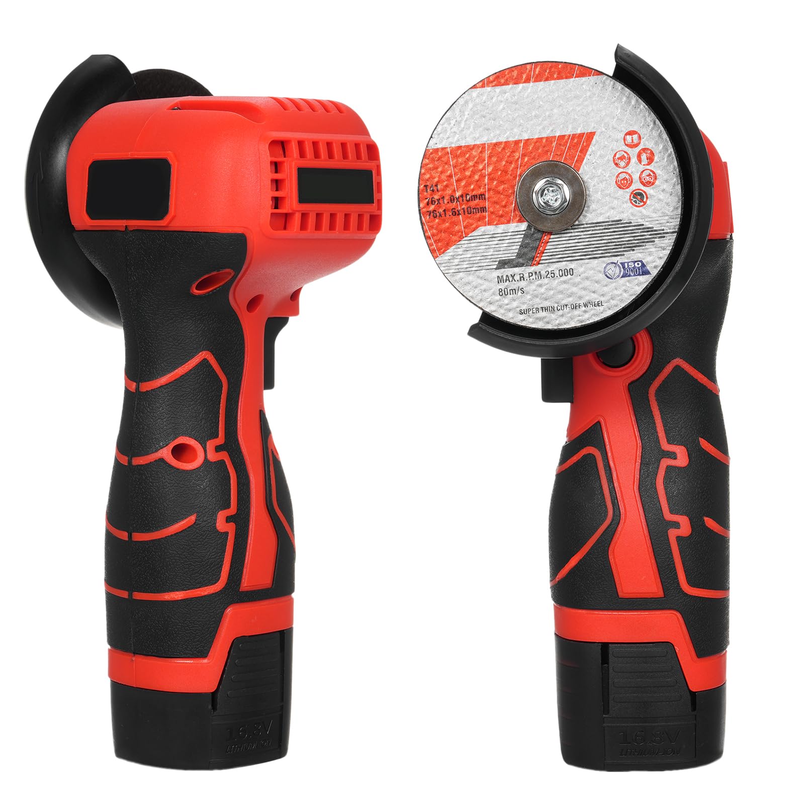 Smerigliatrice angolare,Vislone Smerigliatrice angolare a batteria 7000 giri/min con 2 batterie 16,8 V 2000 mAh e disco abrasivo per tagliare mattoni lucidati, legno, pietra, acciaio