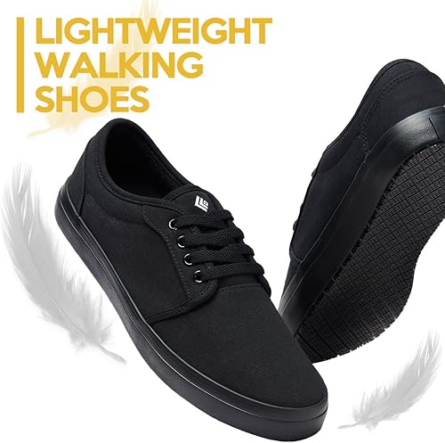 Miniatura 6 de Zapatos de trabajo antideslizantes para hombres y mujeres, unisex, color negro, casual, resistentes a las manchas y al aceite, tenis de servidor de