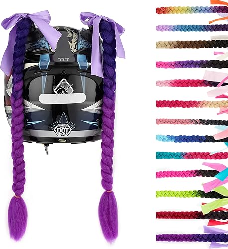 SEGO 1 unidad2 trenzas de coleta para casco con ventosa desmontable, moño para coleta, muchos colores (casco no incluido)