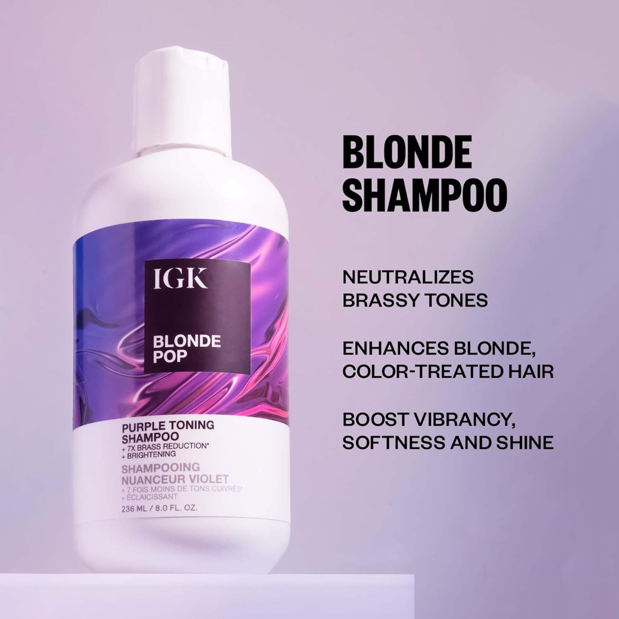 IGK Blonde Pop Purple Toning Shampoo for Blonde Hair