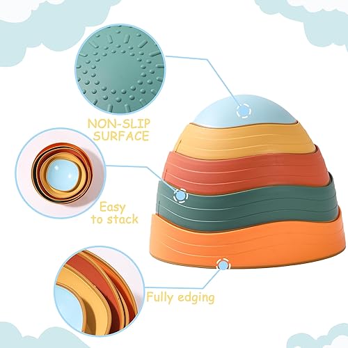 Miniatura 3 de Juego de 5 piedras de equilibrio para niños, 5 piezas antideslizantes de río, juego de carrera de obstáculos, juego de coordinación en interiores y