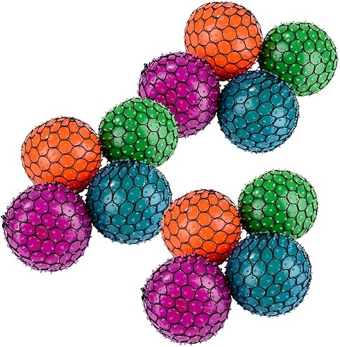 Rhode Island Novelty Bola de compresión de malla de neón de 3 pulgadas, una por pedido