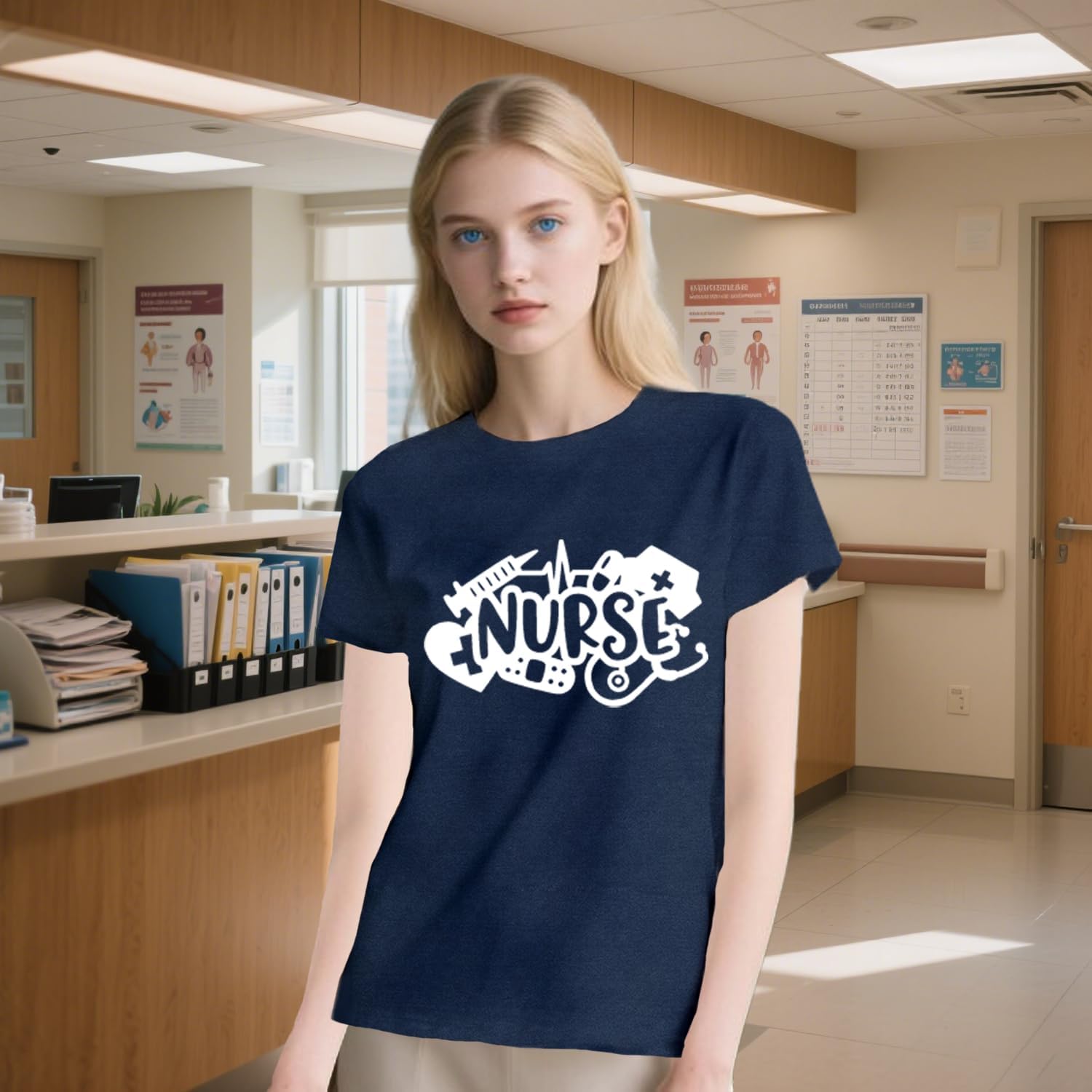 Womens Nurse Shirts School Nurse T-Shirts Nursing Life Tee Tops - Image 2