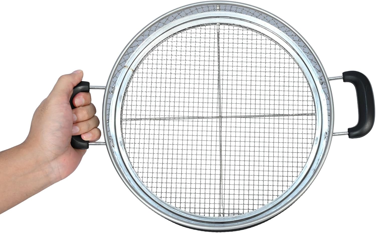 Soil Sifter for 5 Gallon Bucket, 4 Interchangeable Mesh Screens, Heavy Duty Garden Sieve with Handle, Thickened Frame with Protective Rubber Edge