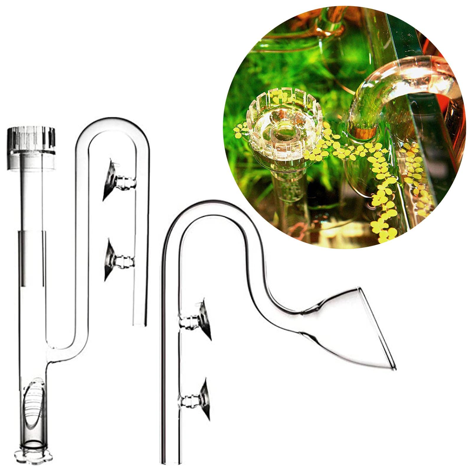 Aquatic Lily Tube Set Oberflächenfilter Aquarium Glas Skimmer Saugnapf Einlassrohr Auslassrohr Isolierend mit Regulierung für Aquarien Pflanzenbecken, Mehrfarbig, 17mm