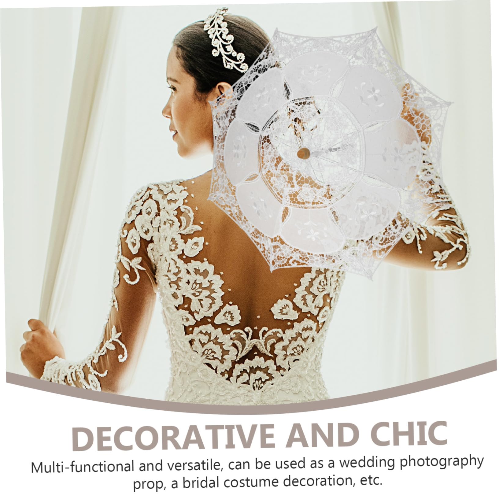 3pièces Parasol Dentelle Blanche Pour Mariage Accessoire Élégant Pour Mariée Et Photographie Parapluie Décoratif Pour Fête Nuptiale Et Événements Spéciaux