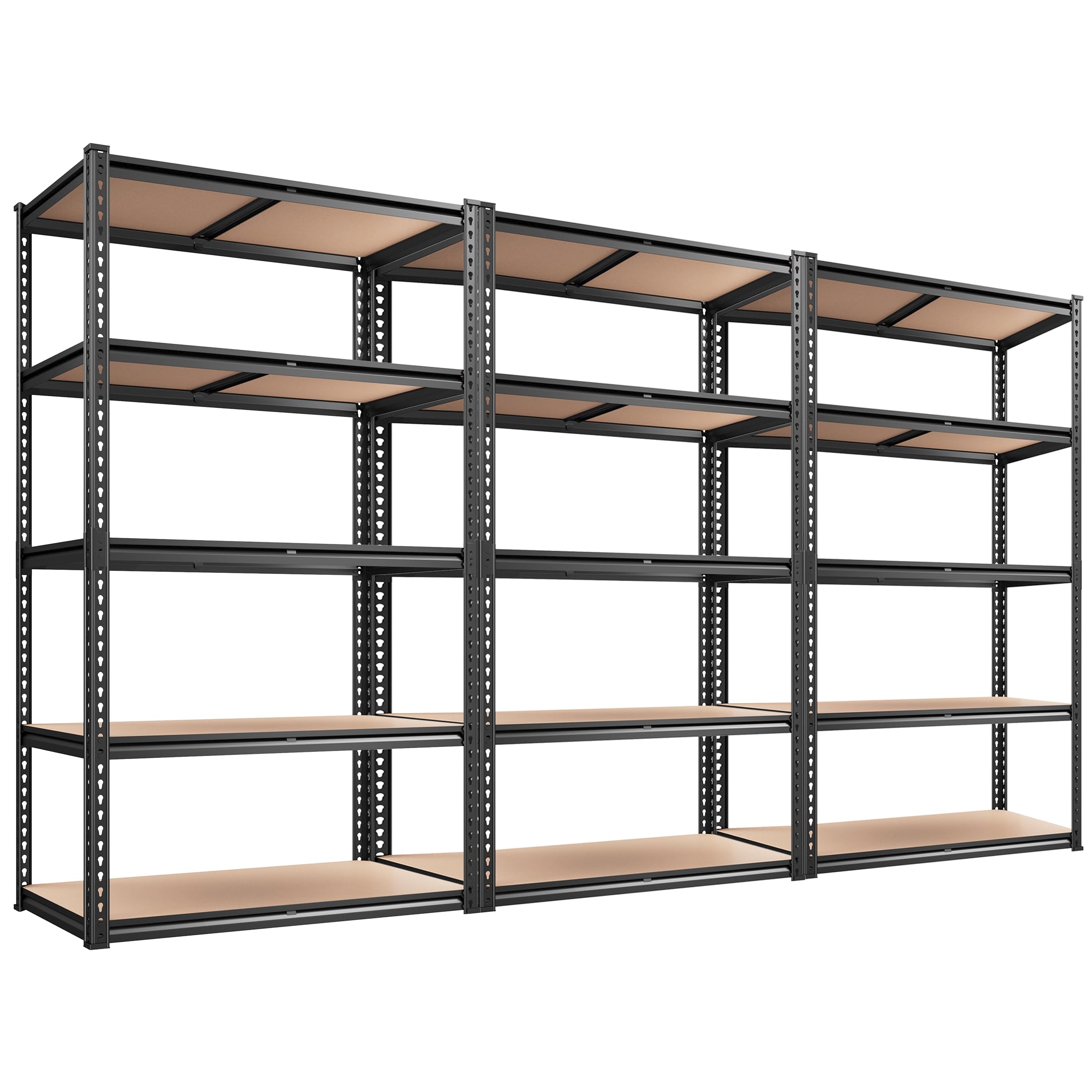 reibii 2020lbs storage shelves 5 tier garage shelving heavy duty adjustable metal shelving garage shelves for basement warehouse pantry closet kitchen 7234 h x 355534 w x 1634 d black 3 pack