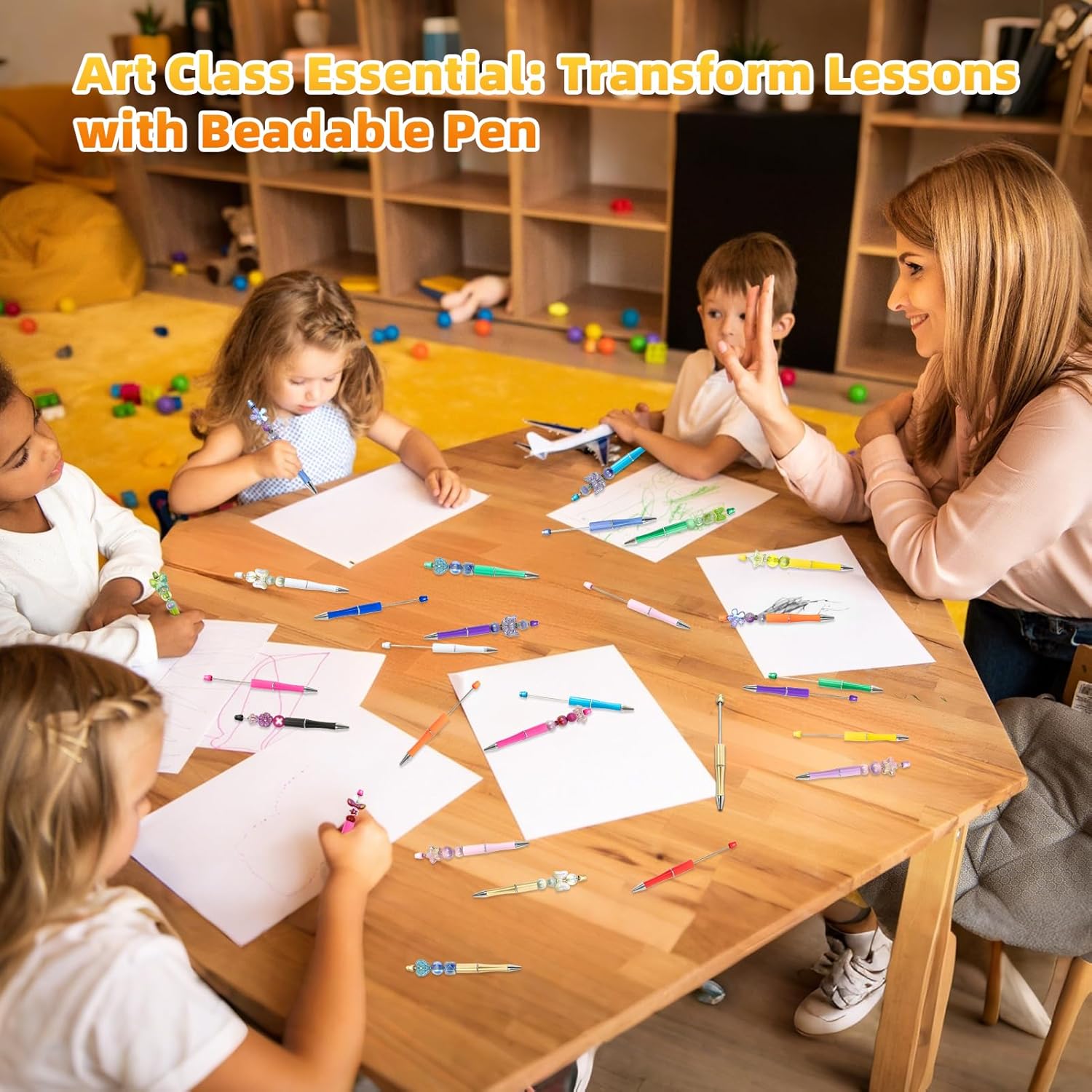 420 Pieces DIY Beadable Pen Bulk Kit – 140 PCS Ballpoint Pen with Refills & Bags – Perfect for Beads Pens Supplies, Beaded Pens for DIY Crafting – Office Supplies & Teacher Accessories (Colorful)