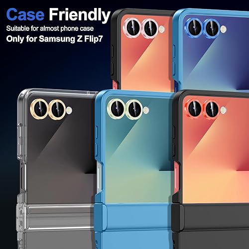 Vista 176 de para Samsung Galaxy Z Flip 7 Protector de Lente de Cámara, Cubierta de Lente de Vidrio Templado con Anillo de Metal Individual, [Fuerte Adhesión] 1