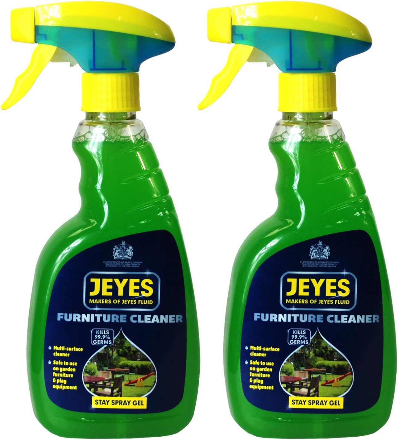 2 x Jeyes Stay Spray Gel Furniture Cleaner 500ml - Multi Surface Cleaner Safe to Use on Garden Furniture & Play Equipment.