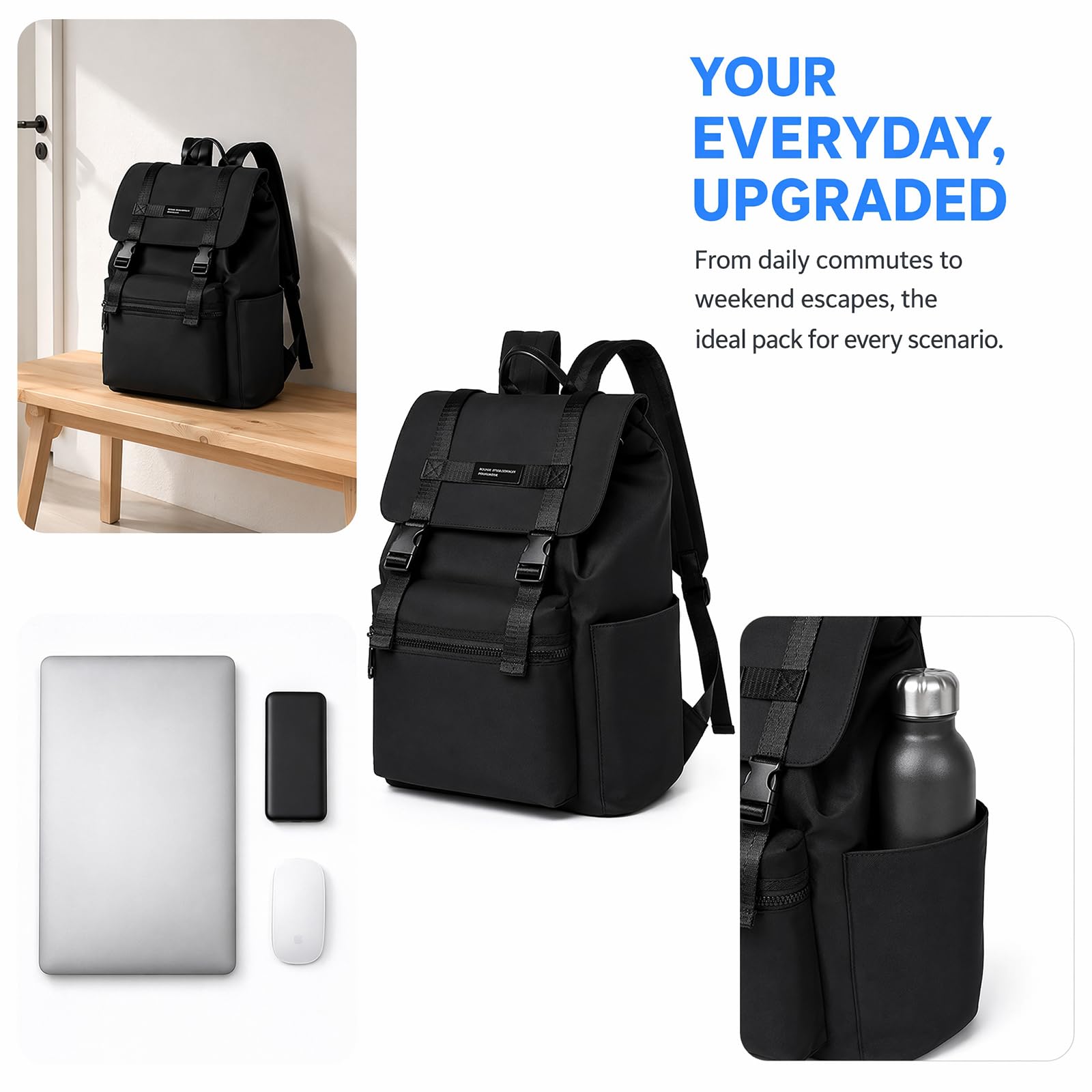 15-calowy wodoodporny nylonowy plecak na laptopa i torebka na komputer, 20-35L Urban Casual Daypack z pasami poduszkowymi powietrznymi
