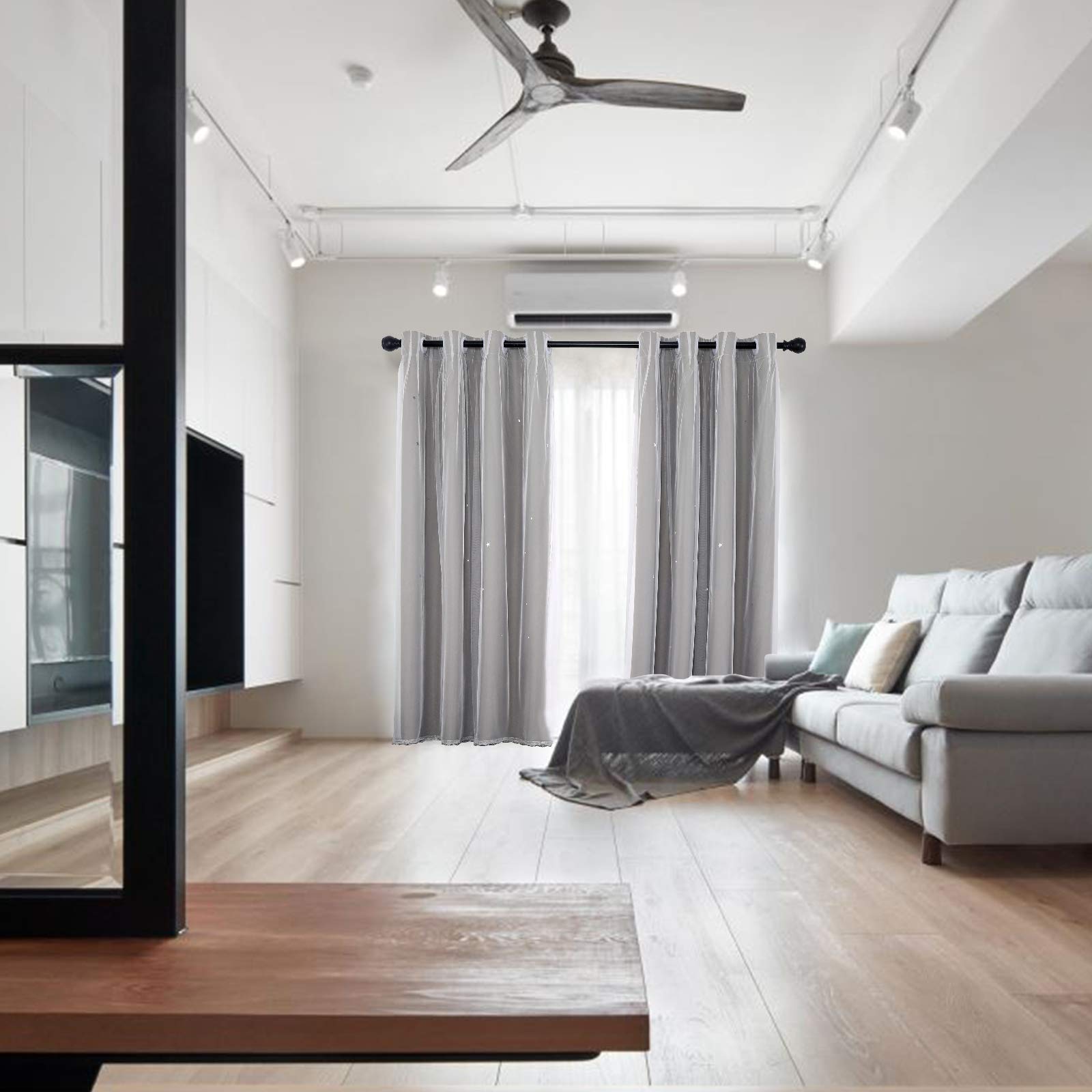 Cortinas infantiles con diseño de estrellas, para dormitorio, sala de estar, diseño de estrellas, con rayas de arco iris, cortina opaca de doble capa, 2 paneles